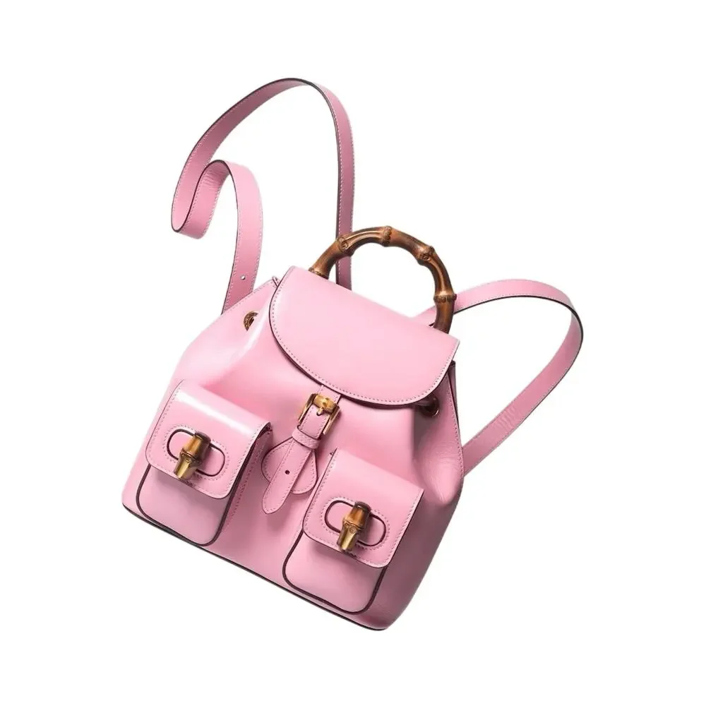 NIB Gucci Bamboo Backpack Pink Smooth Leather Top Handle $3,980 - Picture 1 of 16